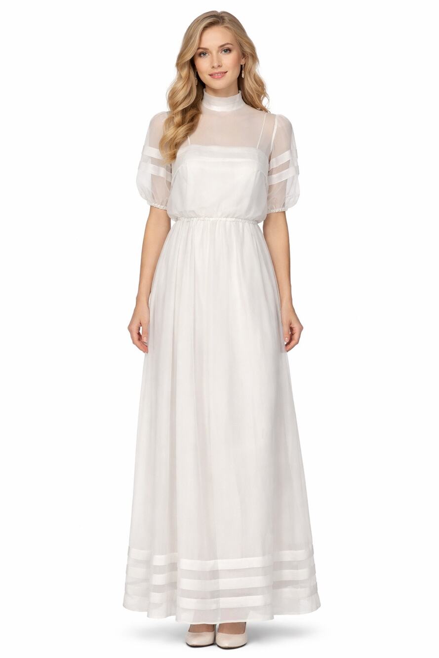 1970s Vintage White Sheer Overlay 2Pc Dress Set Sandy Grease Style XS-S